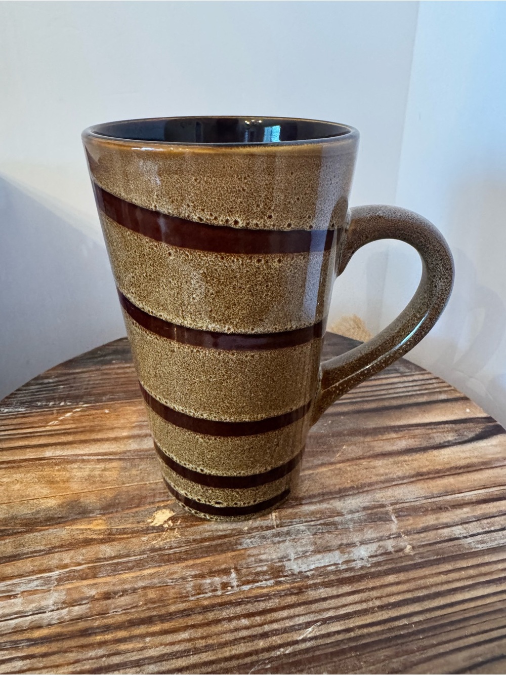 SAKURA Port of Call Collection Stonewear Mug in Brown Swirl Pattern